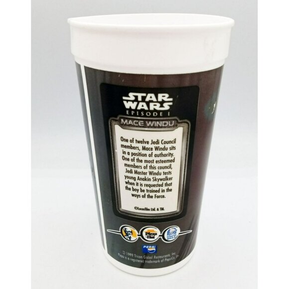 2 Mace Windu Star Wars Episode I Phantom Menace Fast Food Cups Tops Straw 1999 - Picture 14 of 15